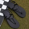 thumbnail image 7 of Bibifish Womens Flat Sandals Bohemian Feminine Laid-Back Thong Elastic Slingback Footbed Woven Floral Pearl Flat Sandals Summer Casual Sandals, 7 of 7