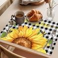 thumbnail image 3 of Sunflowers Placemats Set of 6 Black White Check Sunshine Buffalo Bee Place Mats Indoor Wipeable Table Mats Washable Cloth Dining Table Placemats for Kitchen Holiday Party Home Decor 13x19 Inch, 3 of 9