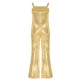 thumbnail image 2 of Aiihoo Kids Sleeveless Dance Jumpsuit Shiny Sequins One Piece Jumpsuit 70s 80s Disco Bell Bottoms Flared Pants Gold 10, 2 of 6
