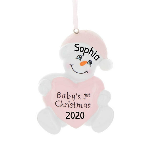 Personalized Baby Ornament 2024 Snowman Baby Girl First Christmas 1 Count - Ornaments by Elves