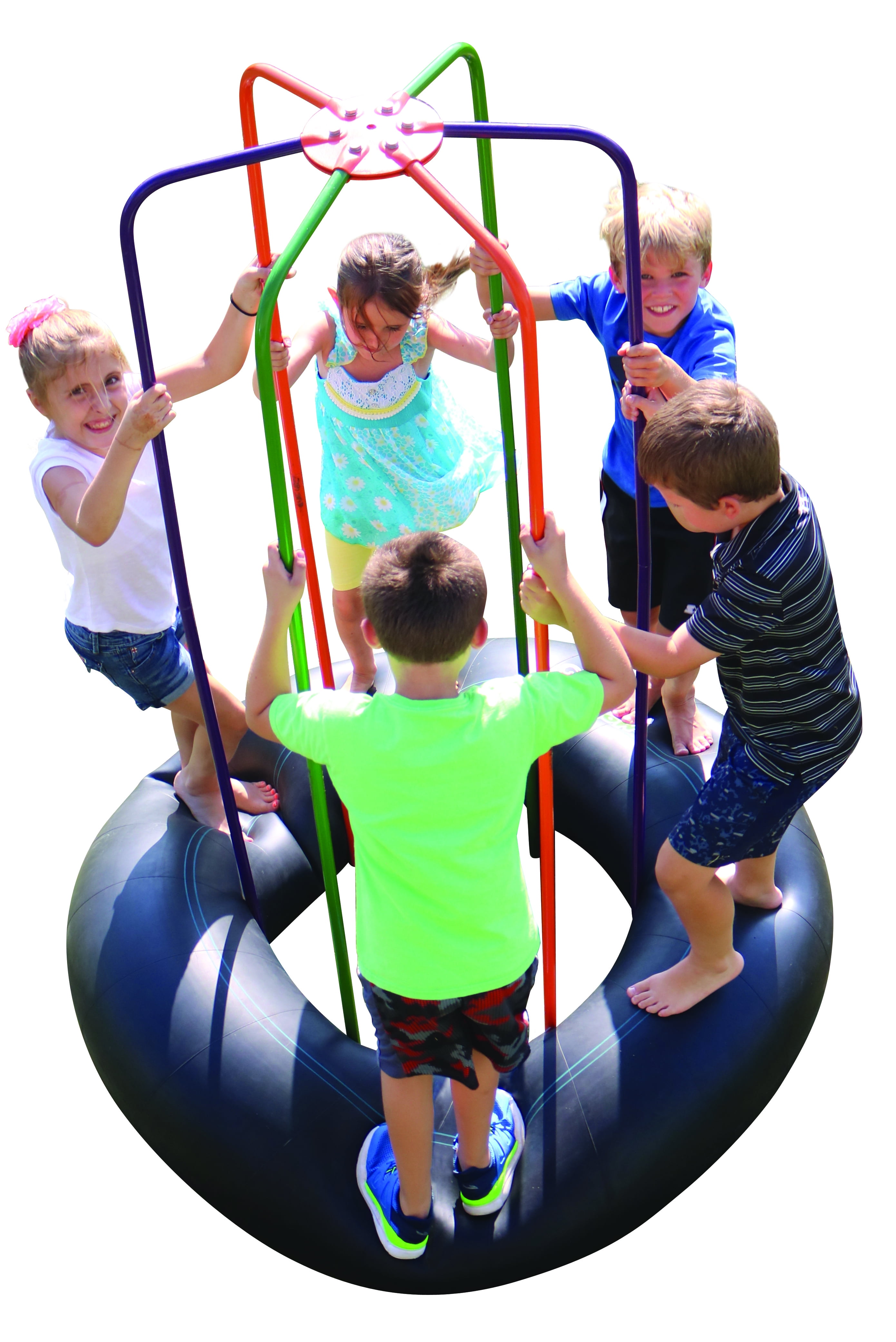 M & M Sales Monkey Jump Indoor/Outdoor Rubber Tube Bouncer with Multicolor Poles