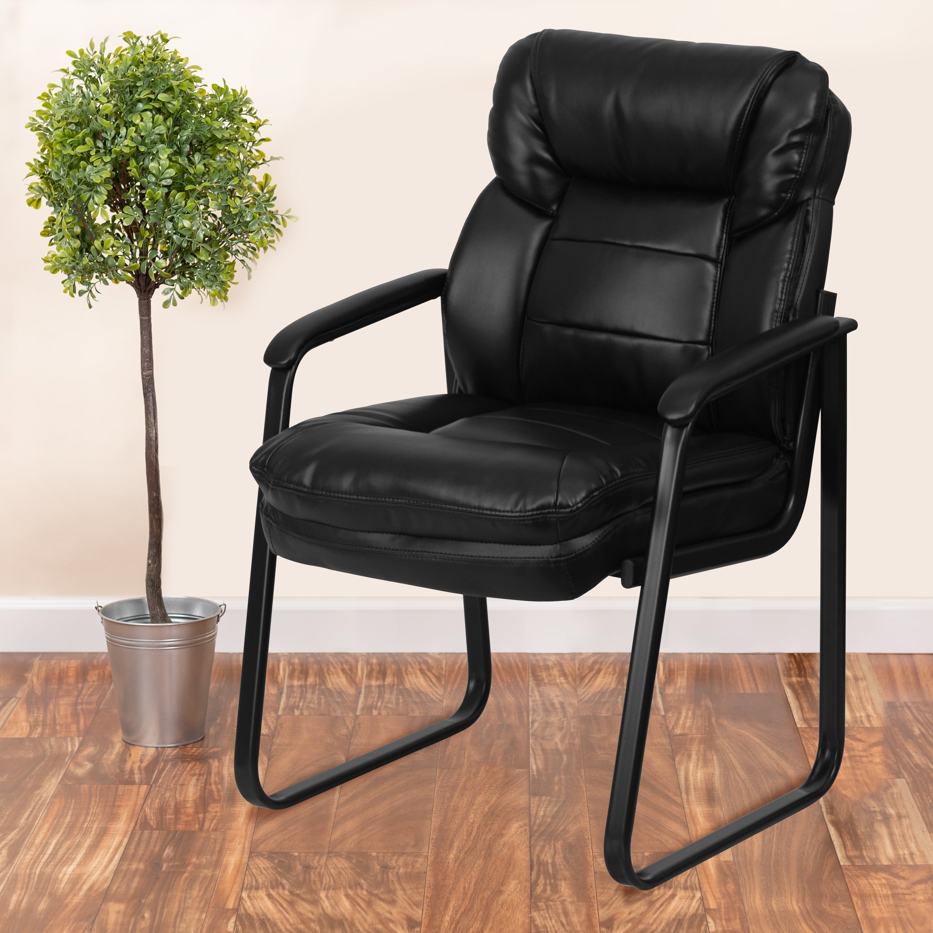 Flash Furniture Black LeatherSoft Executive Side Reception ...
