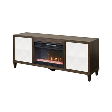 Modern Wood 81" Fireplace Console with doors Entertainment Fully Assembled Brown