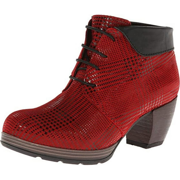 Wolky Women's Jacquerie Lace-Up Block Heeled Ankle Boots, Red, Size 42 EU