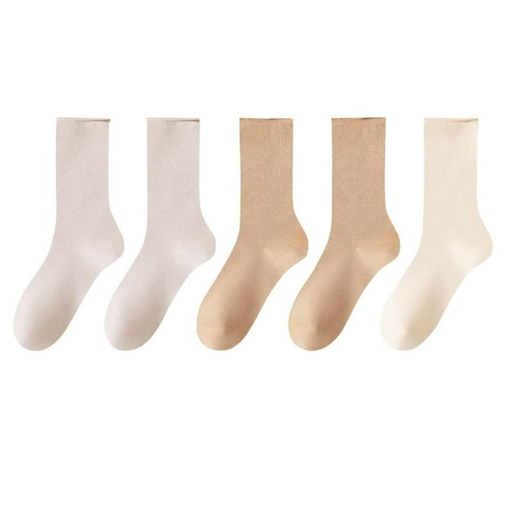 Rohuuque Womens Crew Socks Combed Cotton Casual Athletic Mid-calf Socks for Women Free Size Khaki