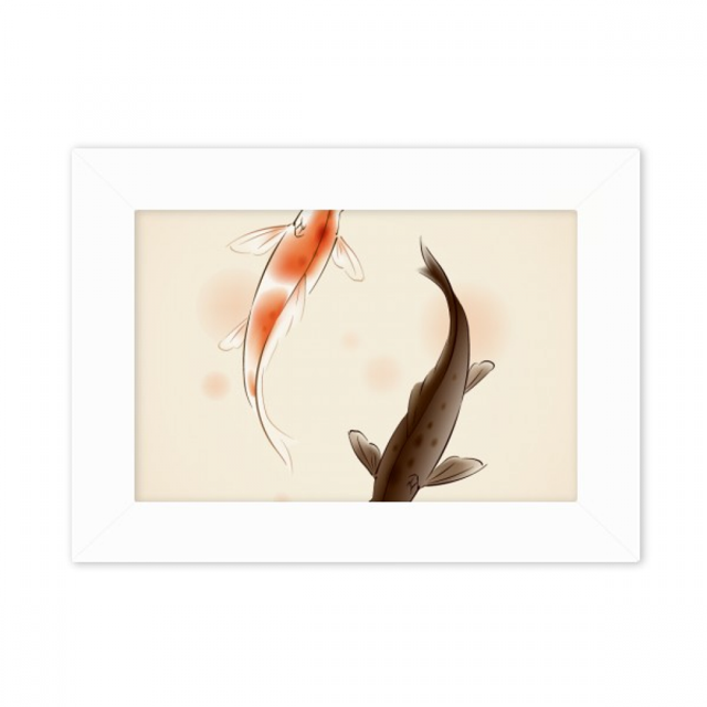Traditional Chinese Japanese Lucky Fish Photo Mount Frame Picture Art Painting Desktop 5x7 inch