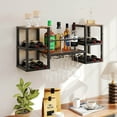 thumbnail image 2 of Costway 3-Tier Wall Mounted Wine Rack with Glass Holder Open Shelf Wine Storage Rack Brown, 2 of 10