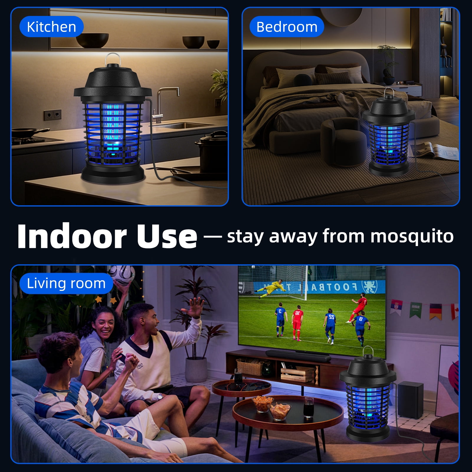 Aumpkin Bug Zapper, Electric Fly Zapper for Indoor and Outdoor for Home, Kitchen Bedroom, Patio and Camping (Black)