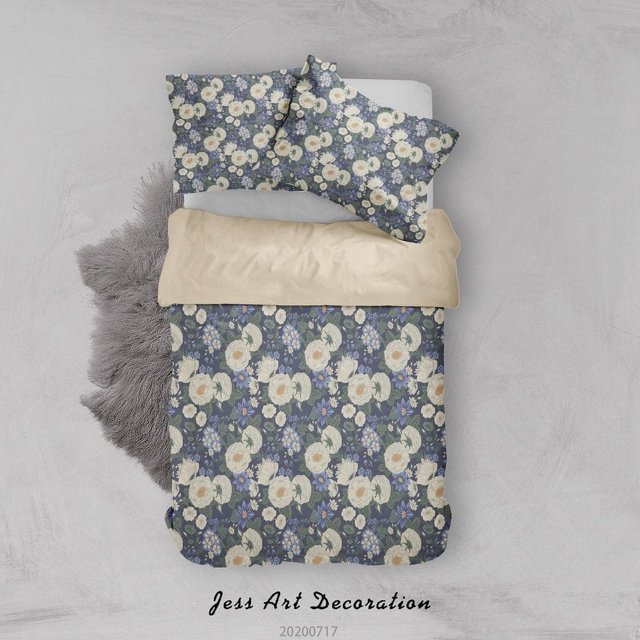 3D Vintage Floral Funda de edredón Ropa de cama Set Funda nórdica Fundas de almohada WJ 1552