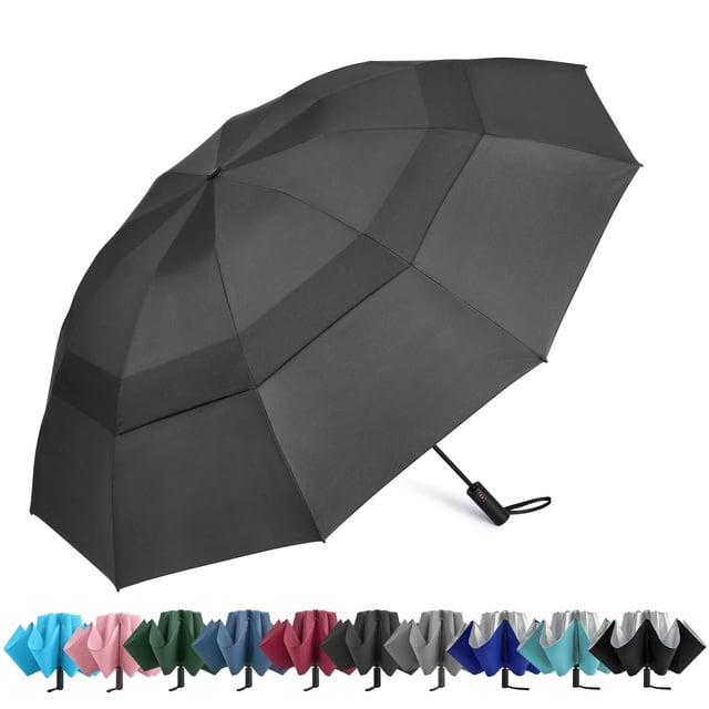 Paraguas de golf G4Free, compacto, con recorrido inverso, 105 cm, color negro