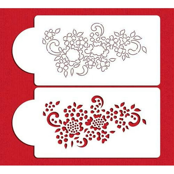 Over-piped Floral Spray Cake Stencil SW109 by Sharon Wee