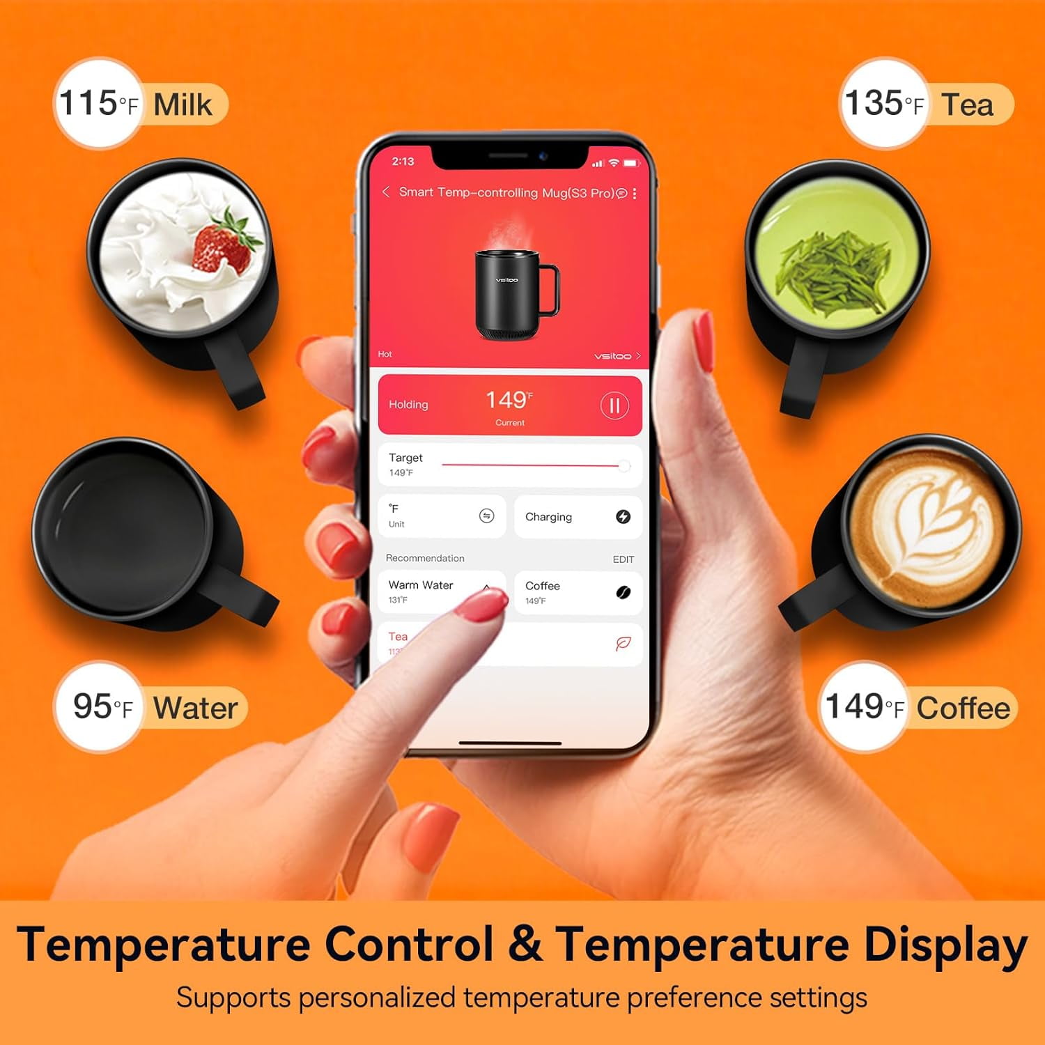 Smart Temperature Control Smart Mug Warmer 5000mah Battery Smart Phone App  Controlled Self Heated Coffee Mug Kitchen Accessories
