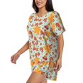 thumbnail image 2 of Kdxio Hearts And Autumn Leaves Print Pajamas Sets for Women Short-Sleeved Pjs with Lounge Shorts Two Piece Sleepwear S-4XL, 2 of 5