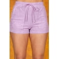 thumbnail image 3 of High Waist Towel Terry Shorts With Pockets  Drawstrings - Lavender, 3 of 4
