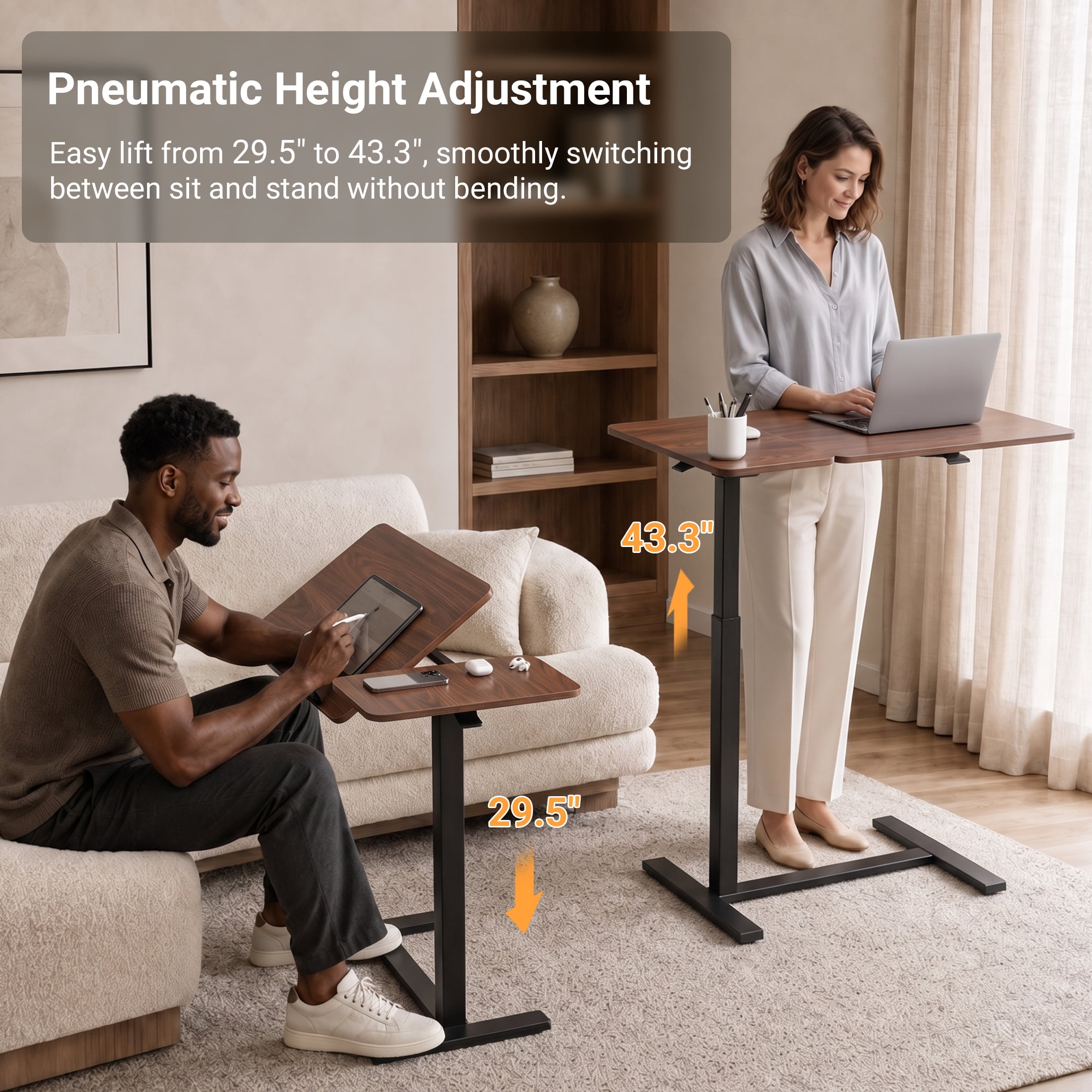 EDX Overbed Bedside Desk, Rolling Laptop Stand Tray Overbed Table