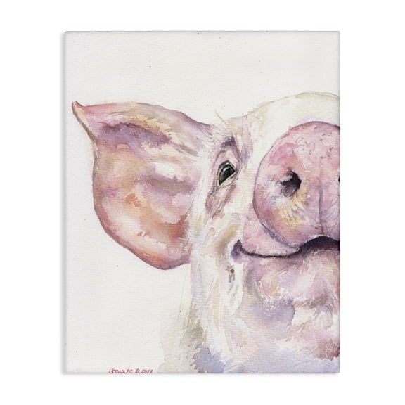 Stupell Industries Rustic Lodge Pig Head Animal Watercolor Canvas Art, 16 x 20, by George Dyachenko
