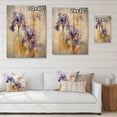 thumbnail image 4 of Designart "Purple Yellow Impression Of Iris Vivid Florals" Floral Print on Natural Pine Wood, 4 of 5