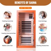 OUTEXER 1-Person Home Sauna, 1495W Dry FAR Infrared Sauna Room Indoor with Low EMF, Bluetooth Speakers & Color Lighting for Gym or Home