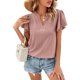 thumbnail image 2 of Lucakuins Blusa de manga corta de verano para mujer, cuello en V recortado Color sólido Casual Party Street Summer Shirt Tops Lucakuins moda, 2 of 7