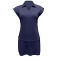 thumbnail image 3 of Women's Skirt Suit Athletic Set Short Sleeve Collared Top Comfortable Tennis Outfit Spring Summer Fall Casual Wear Machine Washable, 3 of 4