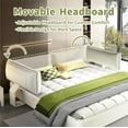 thumbnail image 3 of King Size Bed Frame with Adjustable Headboard, Chenille Upholstered Cloud Platform Bed Frame, Wide Solid Wood Slats & Metal, No Box Spring Needed, Beige, 3 of 11