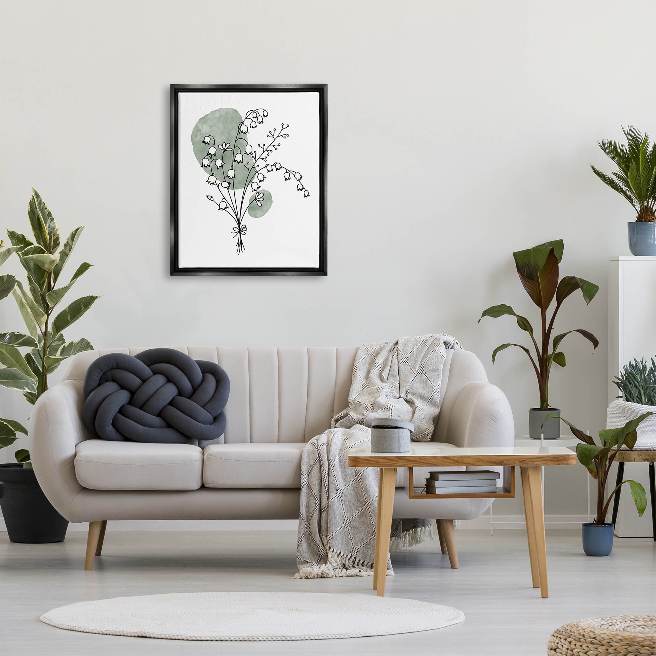 Stupell Industries Lily of the Valley Bundle Graphic Art Jet Black Floating Framed Canvas Print Wall Art, Design by JJ Design House LLC