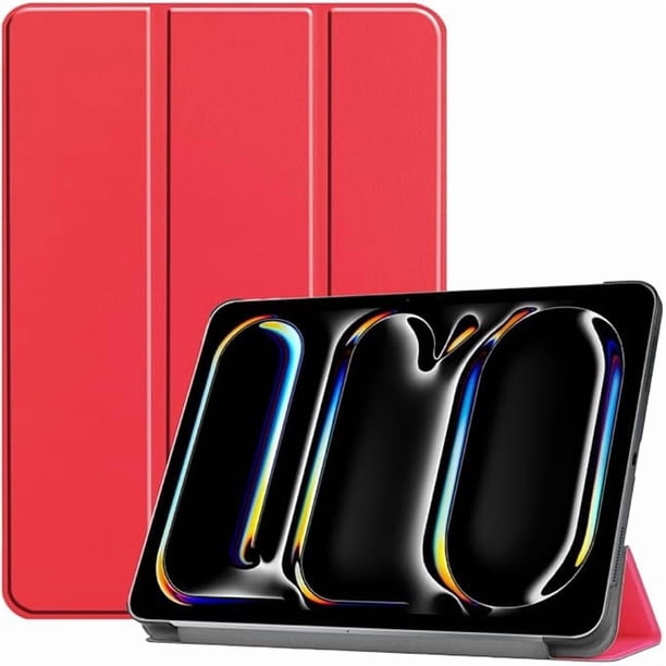Funda Protectora de Cuero PU para iPad Pro 11" M4 2024 (5ª Gen) con Soporte Magnético, Rojo