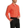 thumbnail image 4 of INSPIRE CHIC Men's Polka Dots Print Dress Shirt Button Down Long Sleeves Casual Shirts L Red, 4 of 7