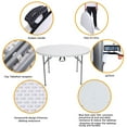 thumbnail image 4 of Topcobe 48" Folding Table, Round Folding Utility Table for Offices, Schools, Gardens, Portable Indoor Outdoor Picnic Party Dining Camp Tables, White, 4 of 7