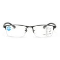 thumbnail image 5 of Men Black Frame Progressive Photochromic Gray Reading Glasses 1.00, Metal Rectangle Half Rimless Business Transition Gray Multifocus Readers +1.00 Strength, 5 of 7