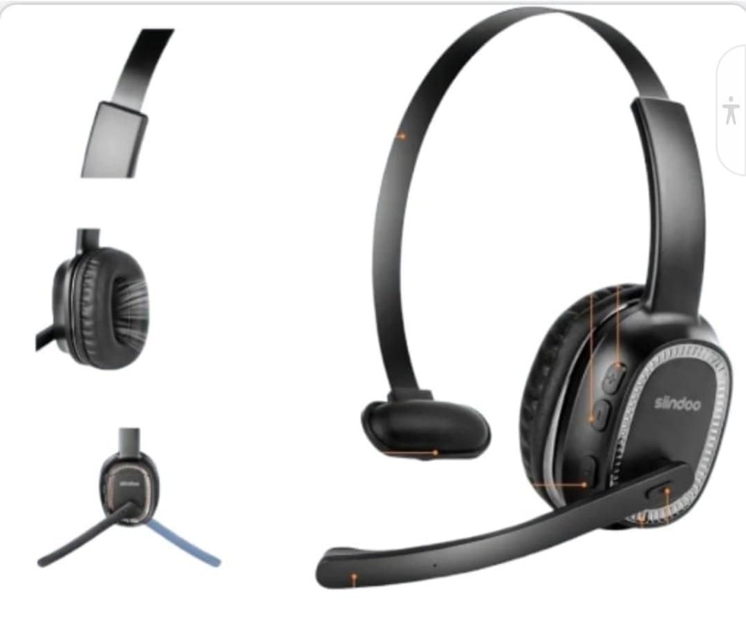 Sindoo JH-101 On-Ear Trucker Bluetooth Headset with Noise-Cancelling Microphone, Lightweight, Wireless Single Earpiece Design, Compatible with All Bluetooth Devices - Black