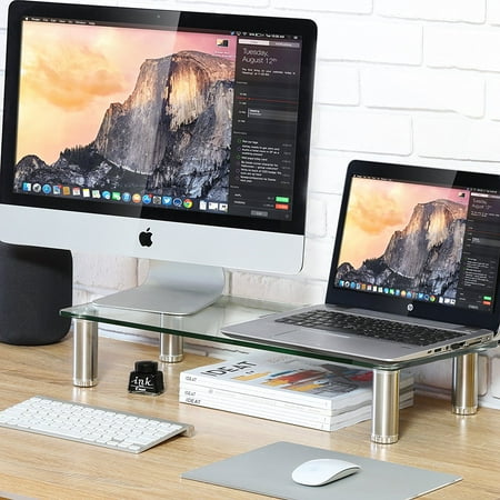 desktop monitor computer stand riser adjustable fitueyes storage keybroad walmart