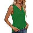 thumbnail image 5 of Ecqkame Womens V Neck Ruffle Tops Summer Sleeveless Ribbed Tank Shirts Solid Color Going Out Daily Casual Blouses Green L, 5 of 6
