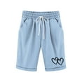 thumbnail image 3 of Tiijoy Toddler Girls Heart Print Knee-Length Shorts Elastic Waist Drawstring Casual Shorts, 3 of 3