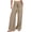 Khaki#2, variant on Homenesgenics Womens Khaki Cargo Pants Women Casual Solid Cotton Linen Drawstring Elastic Waist Long Wide Leg Pants