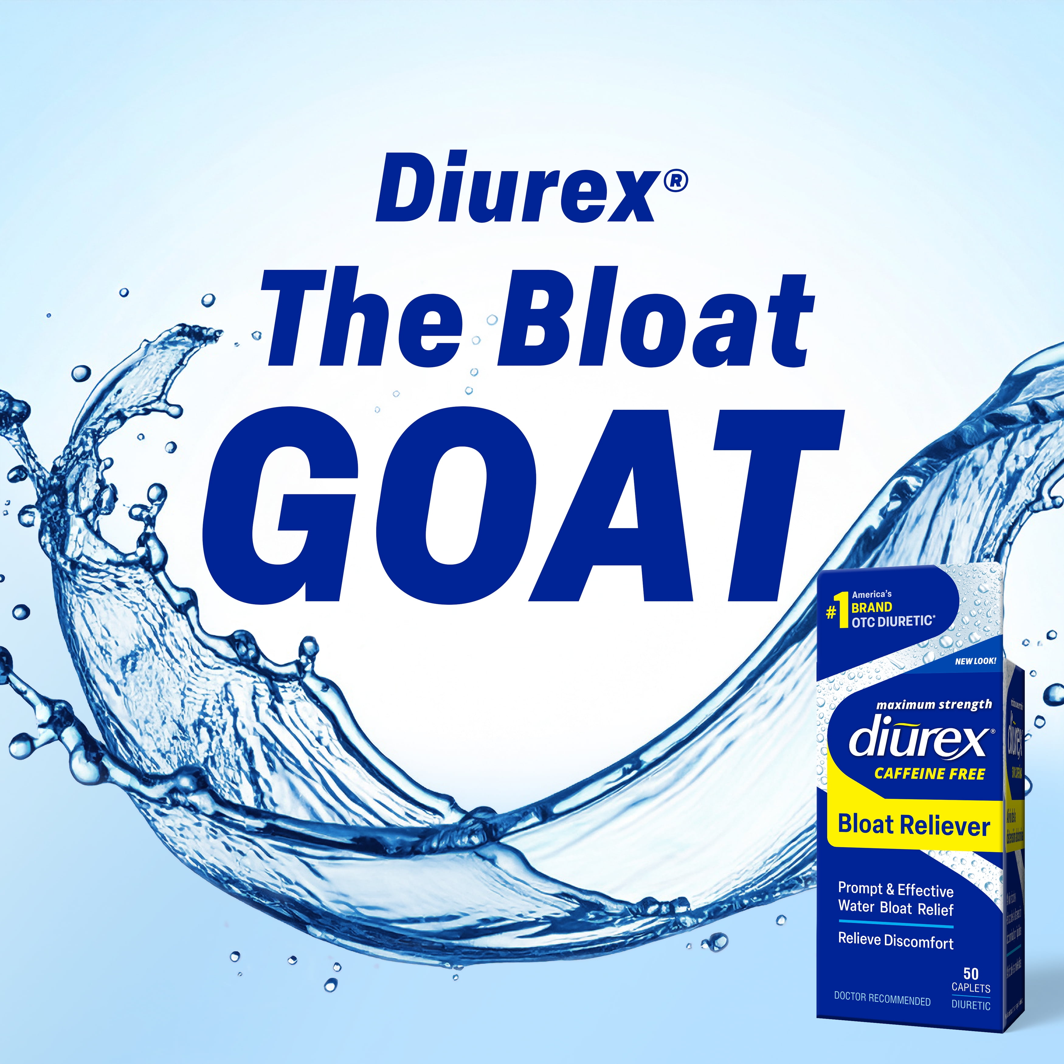 (3 pack) Diurex Caffeine Free Bloat Reliever, Maximum Strength Diuretic, 50 Count