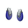 thumbnail image 2 of Bling Jewelry Womens  Tribal Gemstone Hoop Huggie Earrings with Lapis Turquoise Onyx Sterling Silver, 2 of 3