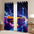 thumbnail image 2 of Feelyou Cool Automobile Child Blackout Curtains Set of 2 (52x84 Each), Speed Racing Car Window Curtains, Glitter Ombre Stripes Lines Curtains and Drapes, Blackout Curtains Room Decor, 2 of 6