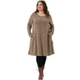 thumbnail image 3 of DARING DIVA Plus Size Long Sleeve Fall Fashion Tunic Dress 1X Brown, 3 of 6