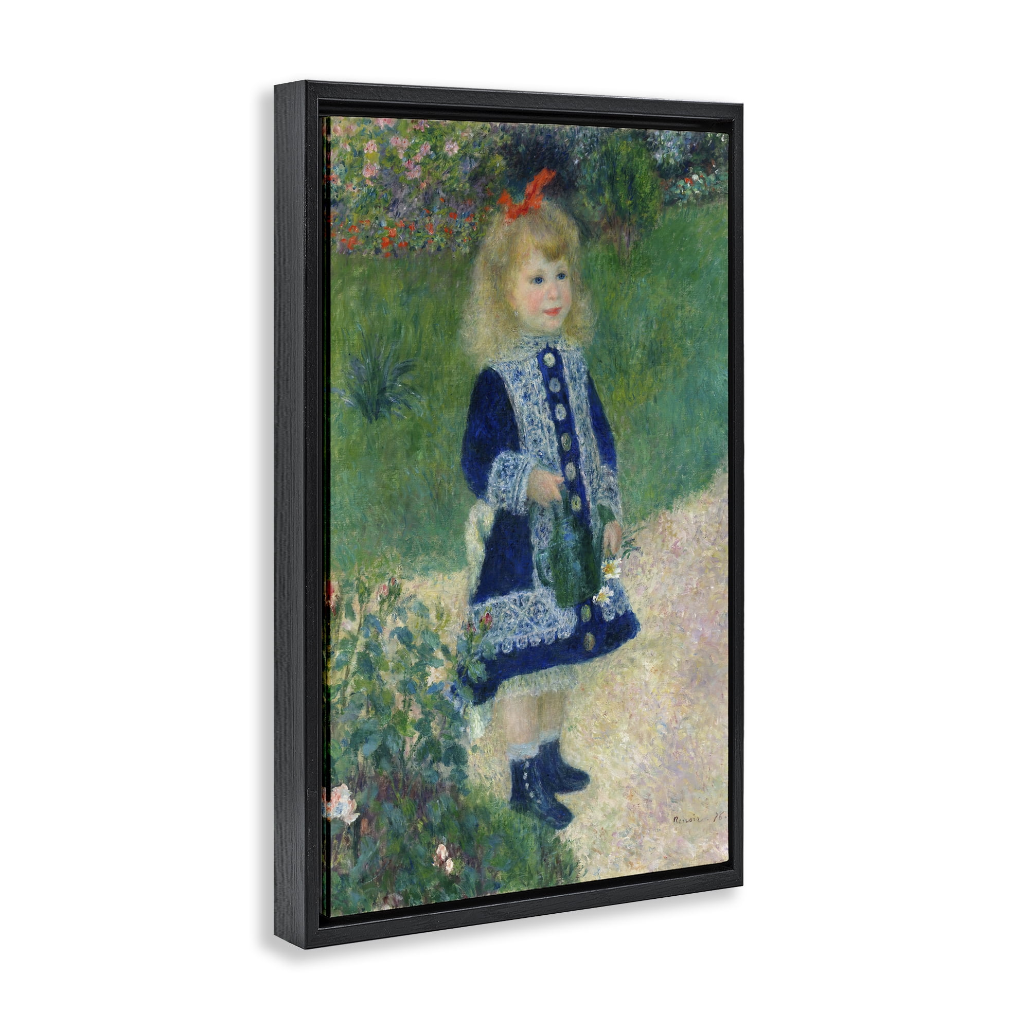 Stupell Industries Girl With Watering Can Black Framed Floater Canvas Wall Art, design by Tina LeCour