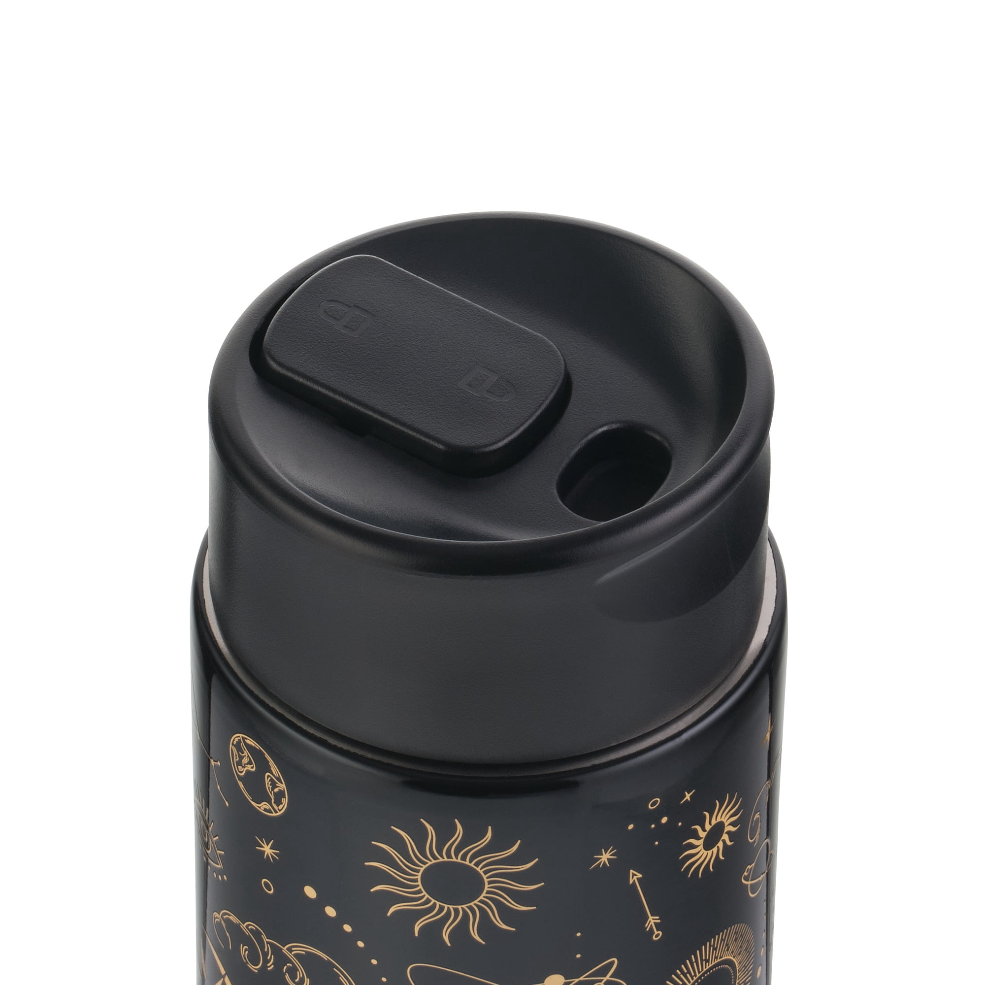 Thyme & Table 22 fl oz Stainless Steel Coffee Tumbler with Frother, Black Zodiac