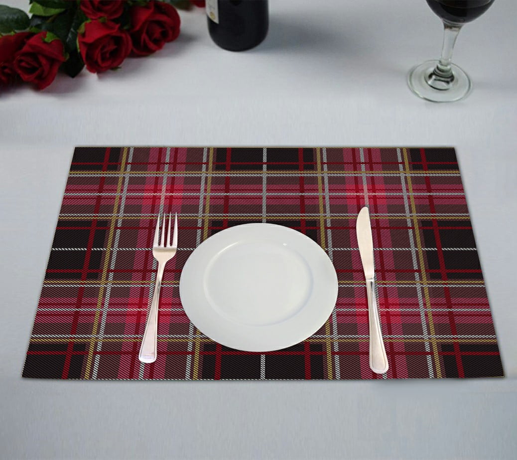 ECZJNT tartan plaid Christmas decoration scottish ornament Placemat