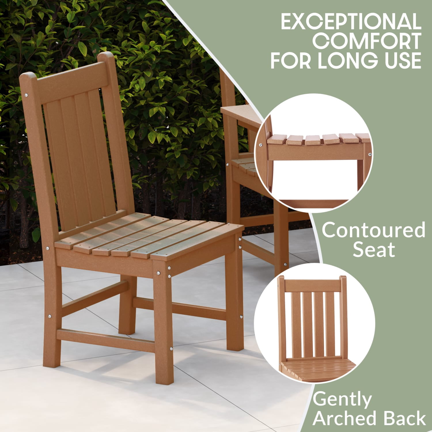 WestinTrends Malibu Outdoor Patio Dining Chair, Teak