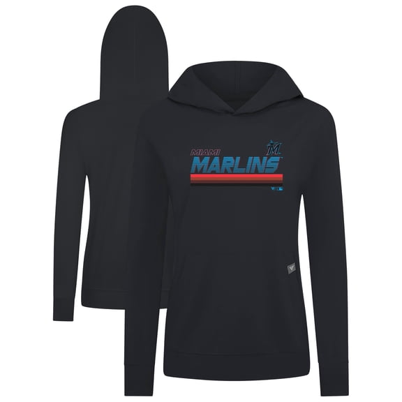 Women's Levelwear Black Miami Marlins Relay Breaker Pullover Hoodie