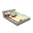 thumbnail image 2 of Ambesonne Tree Fitted Sheet & Pillow Sham Set, Watercolor Art Bench, Full, Orange Blue, 2 of 2