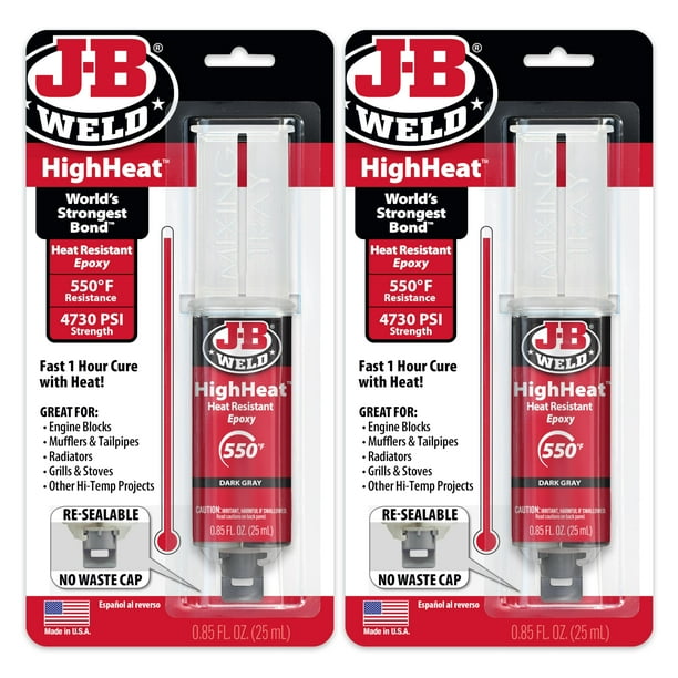 Jeringa epoxídica J-B Weld High Heat, gris oscuro, 25 ml, paquete de 2