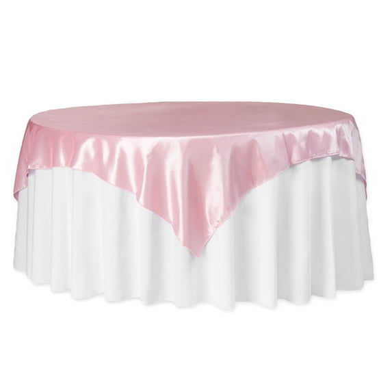 Taffeta Table Overlay Topper Approx. 72"x72" square seamless Square - Pink, 1 Piece
