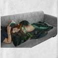 thumbnail image 5 of Underwater Soft Flannel Fleece Throw Blanket, Fantasy Mermaid in Lake with Lilies Blossom Plants Leaves, Cozy Plush for Indoor and Outdoor Use, 50" x 60", Green Brown Jade Green, by Ambesonne, 5 of 5
