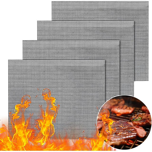 Set of 4 Pieces Barbecue Grill, Barbecue Net Reusable and Cuttable Cooking Mat Non-Stick Grill for Yogurt Makers Barbecue Oven Cooking - 40x33cm