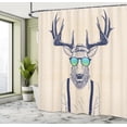 thumbnail image 5 of Ambesonne Antlers Shower Curtain, Hipster Cool Fun Animal, 69"Wx84"L, Beige Dark Blue, 5 of 5